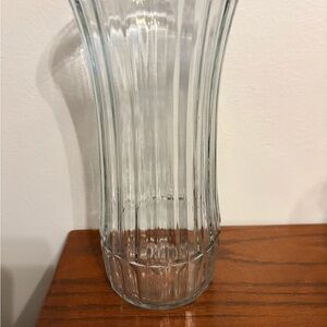 Vintage Hoosier Glass Vase 4089-C Clear Ribbed Fluted 10" Floral Decor USA